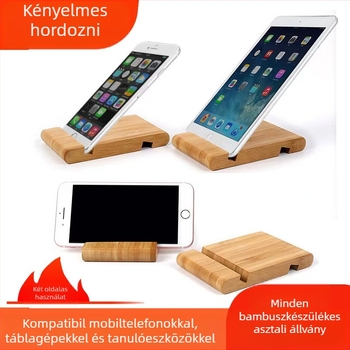 Asztali bambusz telefon- és tabletatartó, univerzális kompatibilitás, testreszabható, licencelhető magáncímke