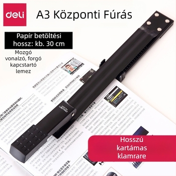 Deli 0334 hosszú karú közepes stapler dokumentumkötéshez, kompatibil 24/6 tűkkel, tűmodell 12, nettó tömeg 1000 g
