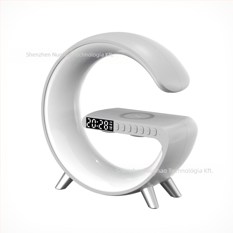 Bluetooth hangsugárzó ébresztővel és vezeték nélküli töltővel, Bluetooth 5.3, 10W, 100 Hz-20 kHz frekvenciasáv, 10 m hatótáv, IPX1 besorolás