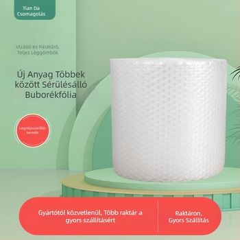Csomagoláshoz buborékfólia tekercs, vastagított, közepes buborékok, vastagság 5–6, buborék átmérő 10 mm, buborék magasság 4 mm, sűrűség 10