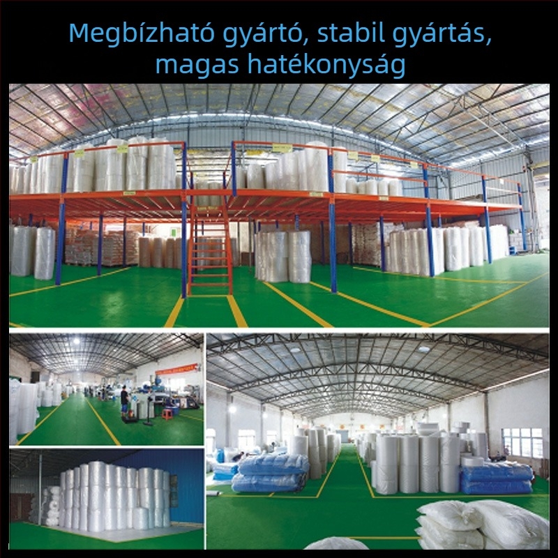 Csomagoláshoz buborékfólia tekercs, vastagított, közepes buborékok, vastagság 5–6, buborék átmérő 10 mm, buborék magasság 4 mm, sűrűség 10