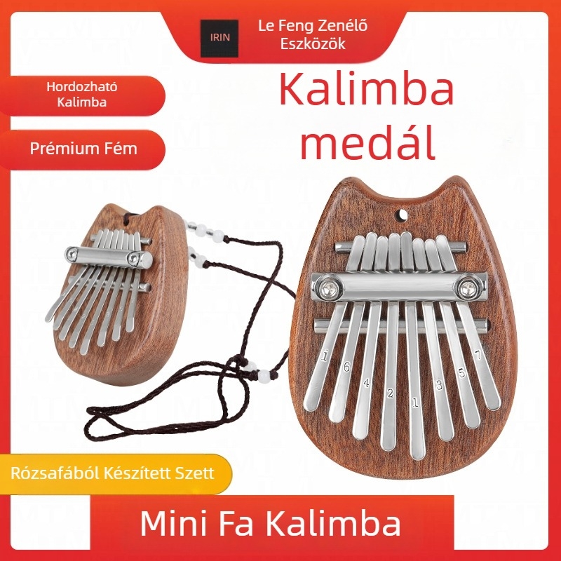 8-billentyűs kalimba, mini oktávás, hordozható zongora, fa és fém szerkezet, modell KB-05