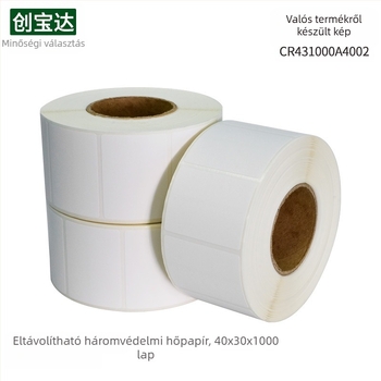 Eltávolítható termoszalag címke papír; eltávolítható ragasztó; fehér rácsos hátlap; vastagság 0,075 mm; hőállóság 65 °C-ig