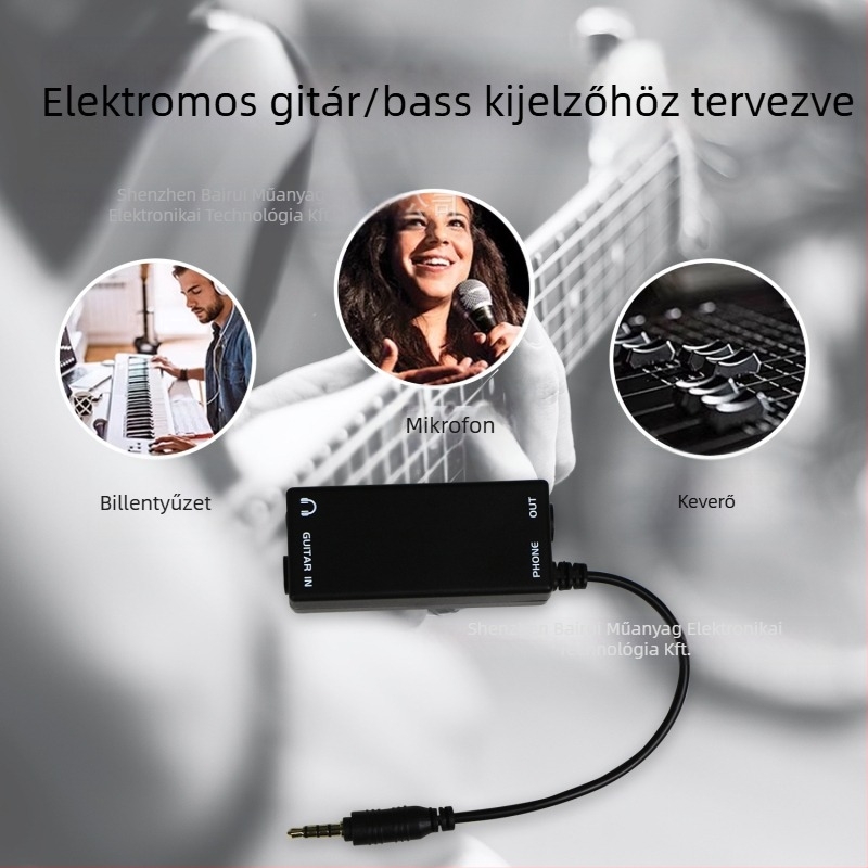 Gitár audio interfész – BR108, ABS, Lanlison, elektromos gitárhoz és basszushoz, hangszer kiegészítő