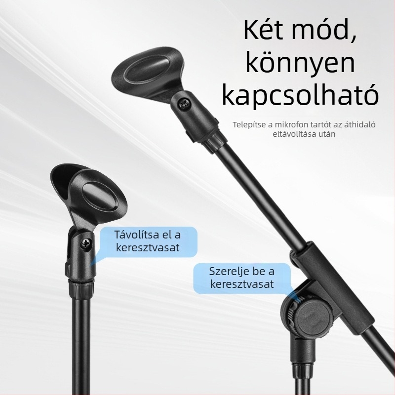 Padlóra álló mikrofonállvány, állítható magasságú, háromlábú alap, színpadi előadásokhoz és felvételekhez