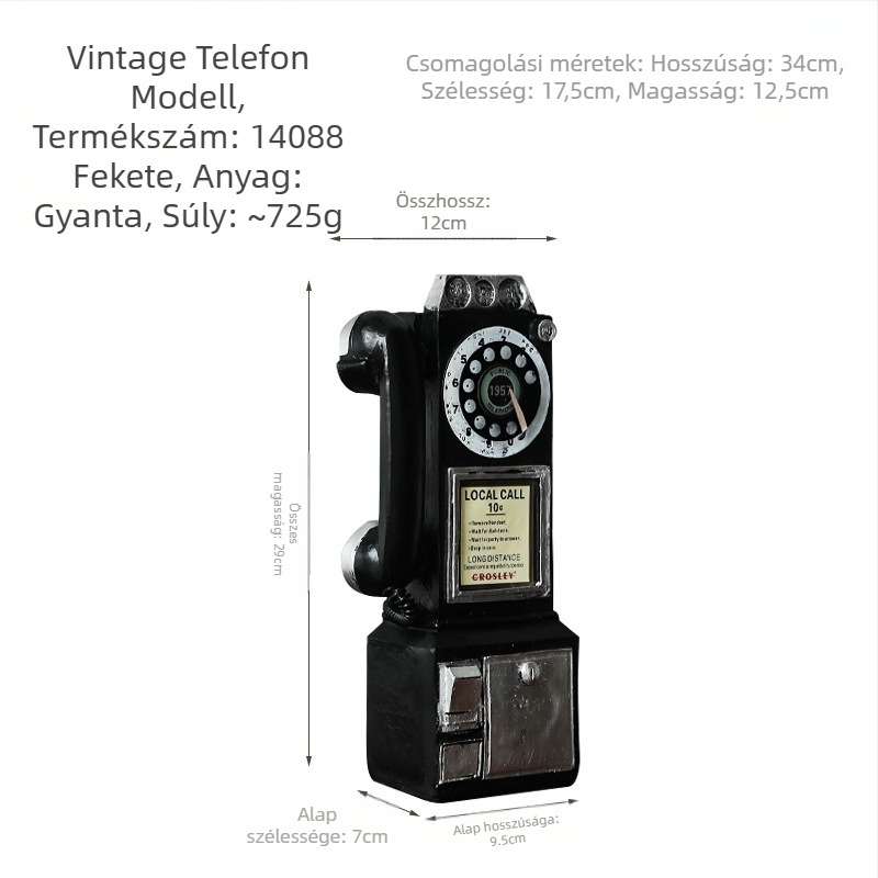 Vintage műgyanta telefon dísz - gravírozott, modern minimalista stílus, Wei Xun