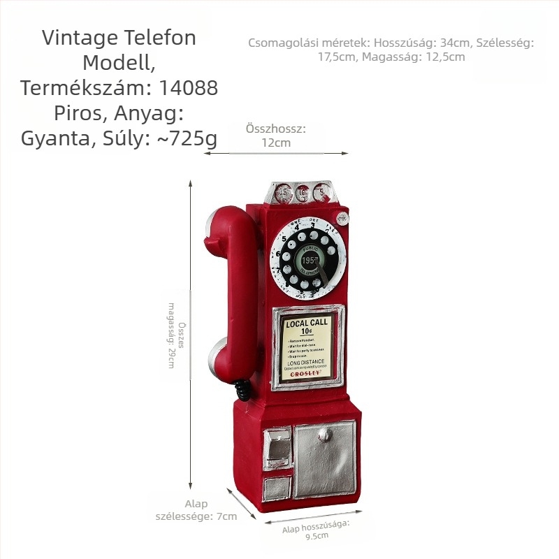 Vintage műgyanta telefon dísz - gravírozott, modern minimalista stílus, Wei Xun