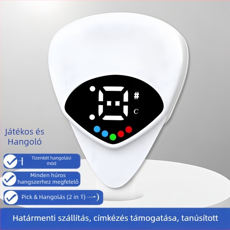 Gitárhangoló, modell LGL-PT-01; ABS+fém felépítés; márka JK; kompatibilis nyugati húros hangszerekkel; csomagolás papírdobozban