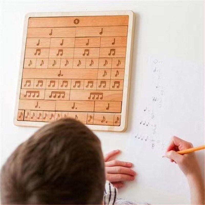 Fa zenei puzzle gyerekeknek – hangjegyek és szünetek, oktató játék, modern minimalista dizájn