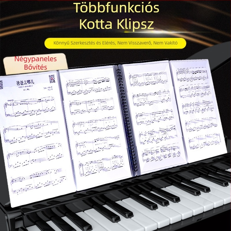 A4-es állítható, bővíthető kottaoldaltartó zongorához, Guzhenghez, dobokhoz és gitárhoz