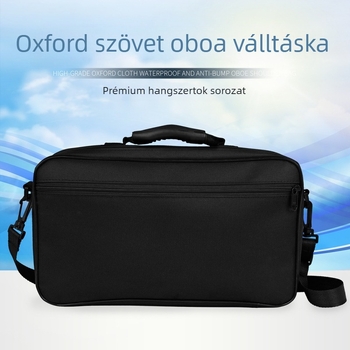 Új fekete vízálló Oxford anyagú oboa táska vállpánttal – tartós és könnyen szállítható hangszer-kiegészítő
