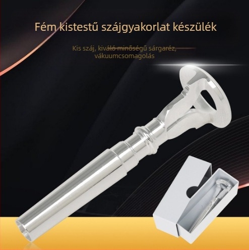 Trombitához való munszív edző, ezüstözött sárgaréz, modell TR-08, nozzle kiegészítő, ABS dobozos csomagolás