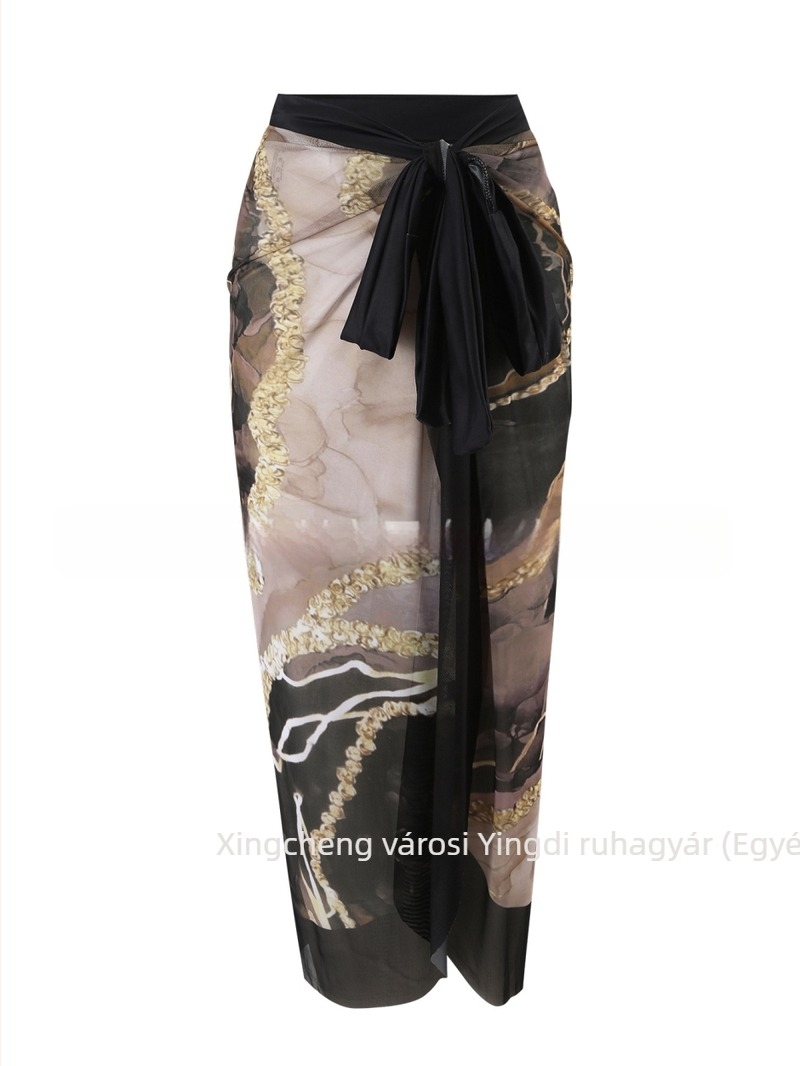 Egyrészes fürdőruha, sexy mintázat, hasfedő hatás, melltartó párna, ujj nélküli