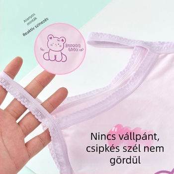 Lányoknak szóló ujjatlan top – 95% pamut, rajzfilmszerű mintázat, puha anyag, gyerekeknek