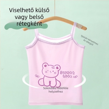 Lányoknak szóló ujjatlan top – 95% pamut, rajzfilmszerű mintázat, puha anyag, gyerekeknek