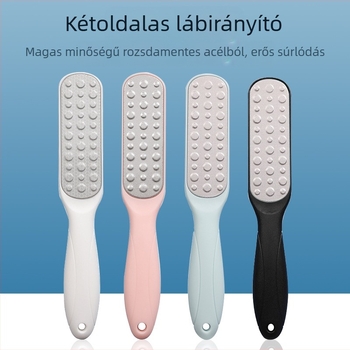 Lábfej-reszelő rozsdamentes acélból, dupla oldalú pedikűr eszköz ovális csiszolófejjel és csiszolópapírral, dobozban 200 darab