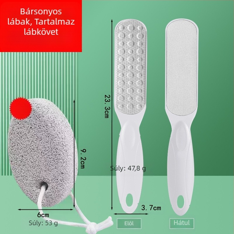 Lábfej-reszelő rozsdamentes acélból, dupla oldalú pedikűr eszköz ovális csiszolófejjel és csiszolópapírral, dobozban 200 darab