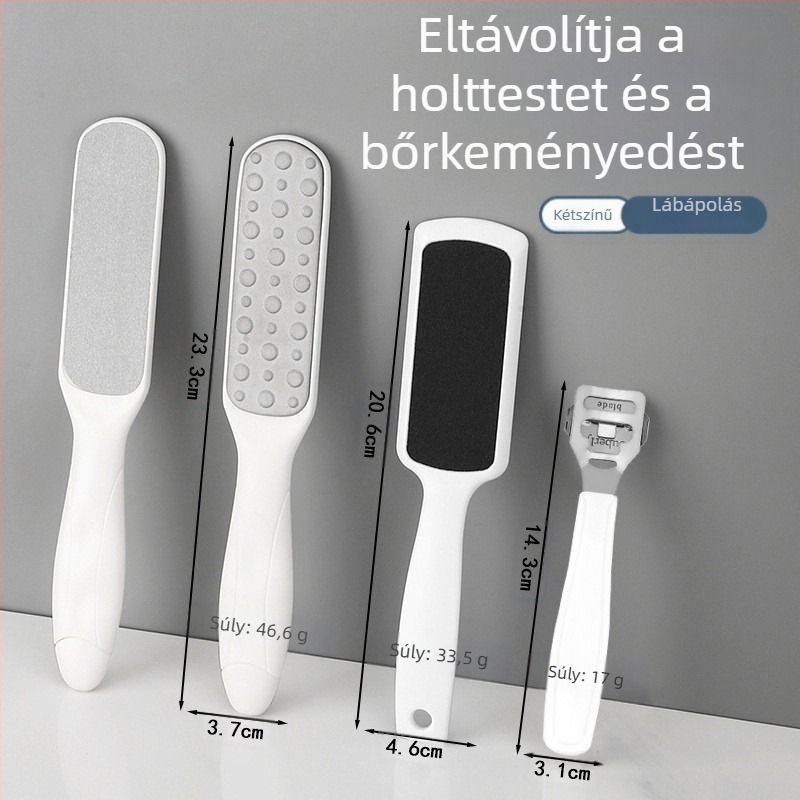Lábfej-reszelő rozsdamentes acélból, dupla oldalú pedikűr eszköz ovális csiszolófejjel és csiszolópapírral, dobozban 200 darab
