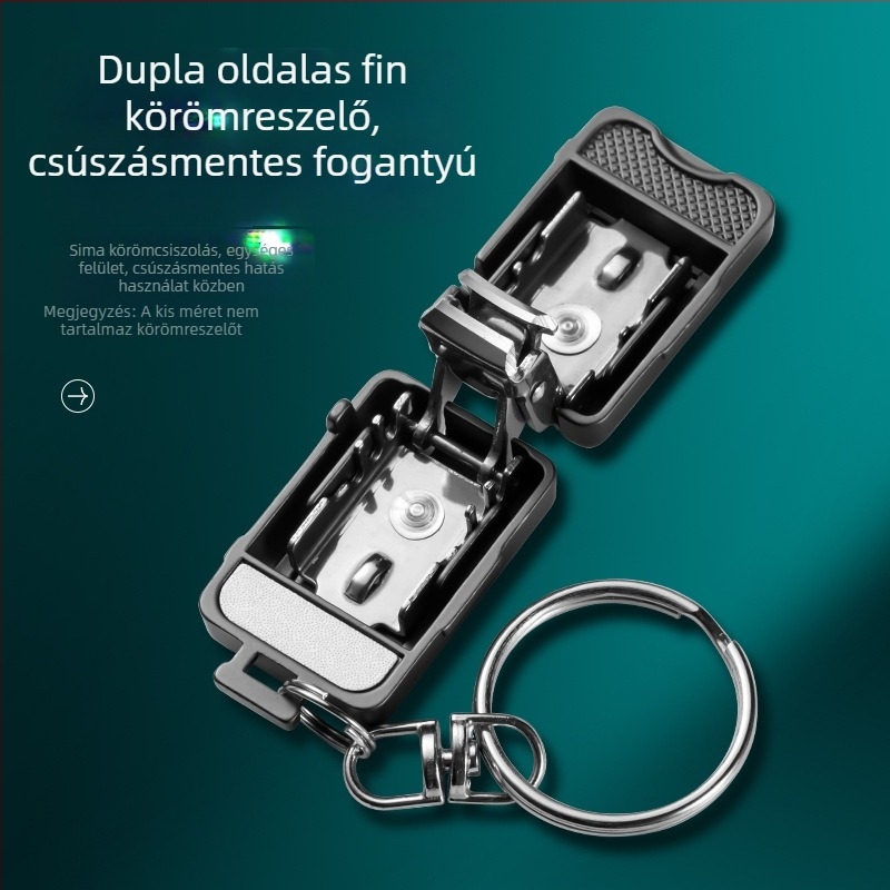 Összecsukható rozsdamentes acél körömvágó, hordozható manikűr eszköz, lapos szájú