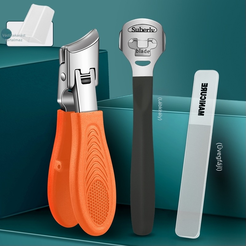 Lábkörömvágó – nagy nyitású, anti-szóródás, ferde szájú, műanyag + rozsdamentes acél