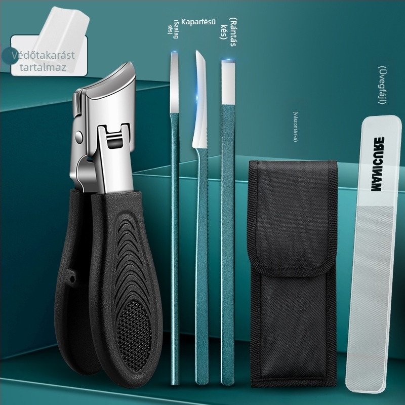 Lábkörömvágó – nagy nyitású, anti-szóródás, ferde szájú, műanyag + rozsdamentes acél