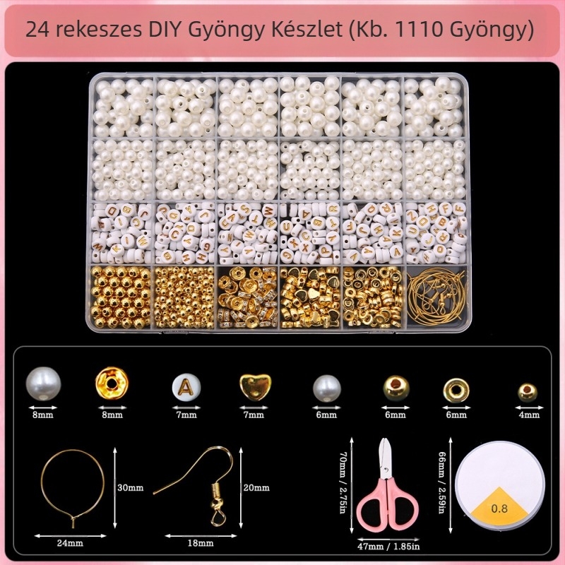 DIY ékszerkiegészítők – műanyag/gyanta gyöngyökből készült karkötő készlet, elektroplakálás, eredeti dizájn, Saifan márka