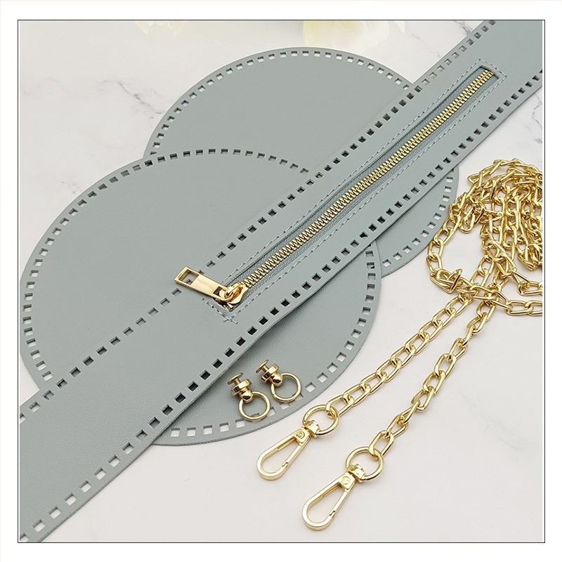 Kézzel készített PU bőr kötött táska kör alakú hálós betétekkel és perforált PU korongokkal, lélegző, vízálló, ultrakönnyű