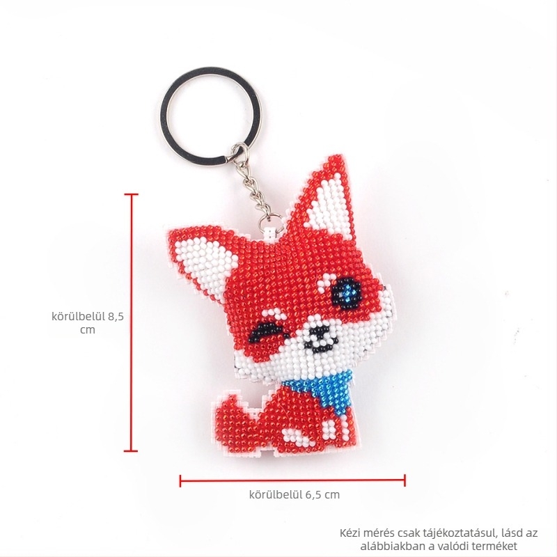 Kulcstartó medál karikatúra mintával, 14CT keresztszemes készlet, műanyag lemez, kétoldalas hímzés