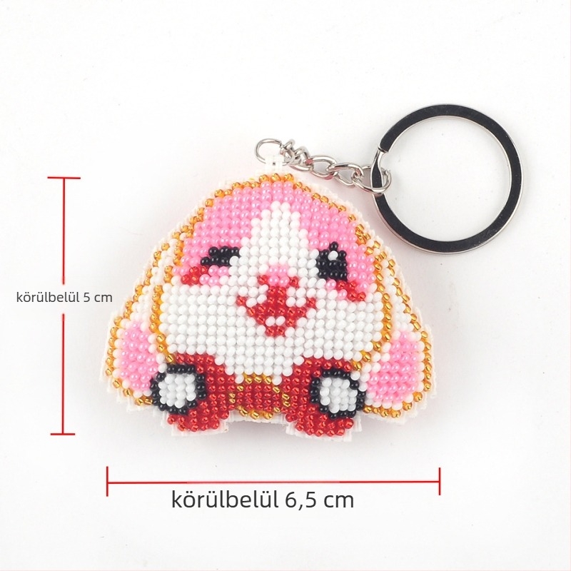 Kulcstartó medál karikatúra mintával, 14CT keresztszemes készlet, műanyag lemez, kétoldalas hímzés