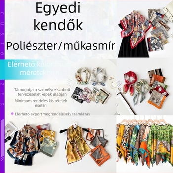 Kötött sál, imitált kasmírral és tájmintával, meleg téli kiegészítő