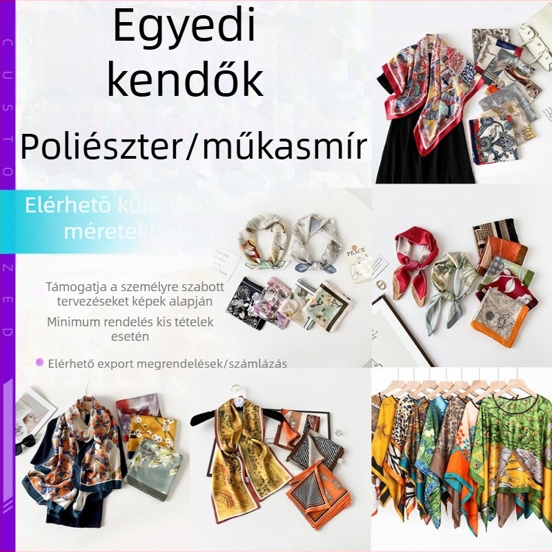 Kötött sál, imitált kasmírral és tájmintával, meleg téli kiegészítő