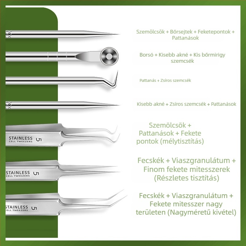 Akne tűkészlet — rozsdamentes acél + elektroplating, szépségápolási eszközök, hosszú élettartam, akné tűk sokfélesége