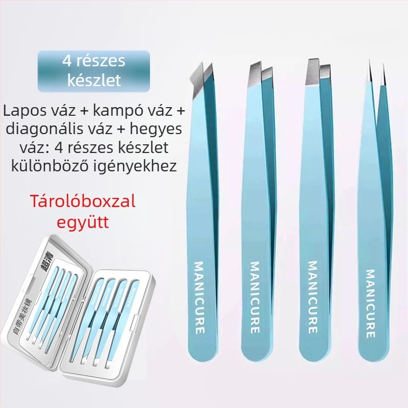 Szemöldök-klip – négy részes dobozos készlet, precíz rozsdamentes acél csipesz, Little Genius