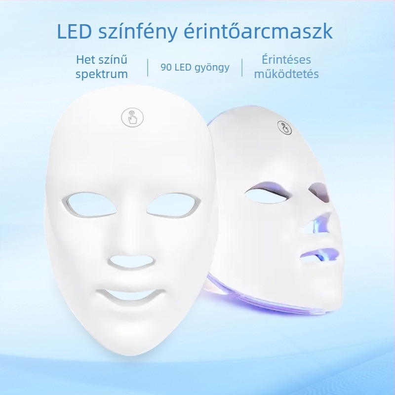 LED foton bőrszépítő maszk otthoni használatra, infravörös fény, 3 szintű beállítás