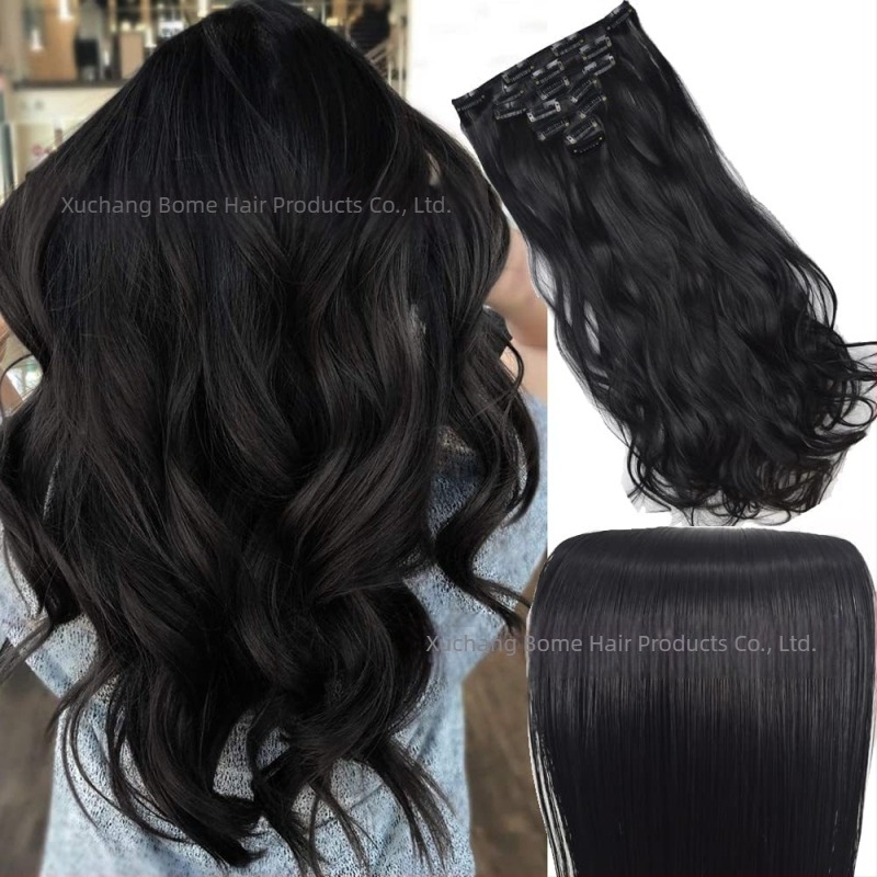 Csatolható hajhosszabbítások, 6 darabos készlet, hőálló szálak, nőknek