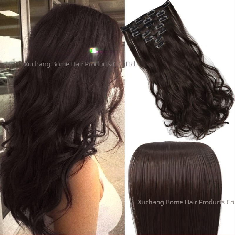 Csatolható hajhosszabbítások, 6 darabos készlet, hőálló szálak, nőknek