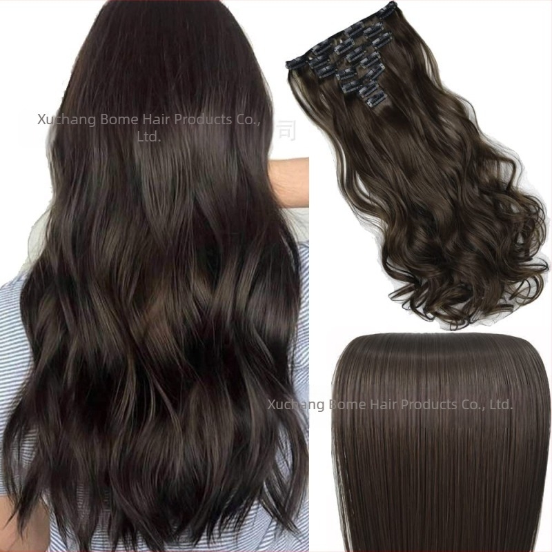 Csatolható hajhosszabbítások, 6 darabos készlet, hőálló szálak, nőknek