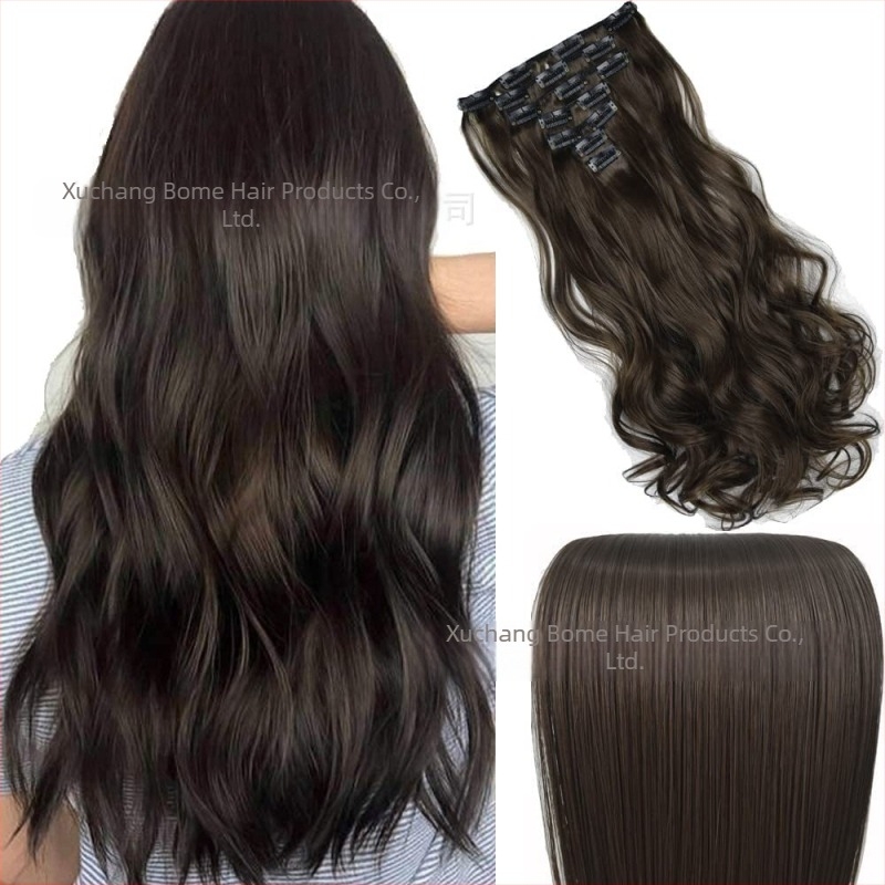 Csatolható hajhosszabbítások, 6 darabos készlet, hőálló szálak, nőknek