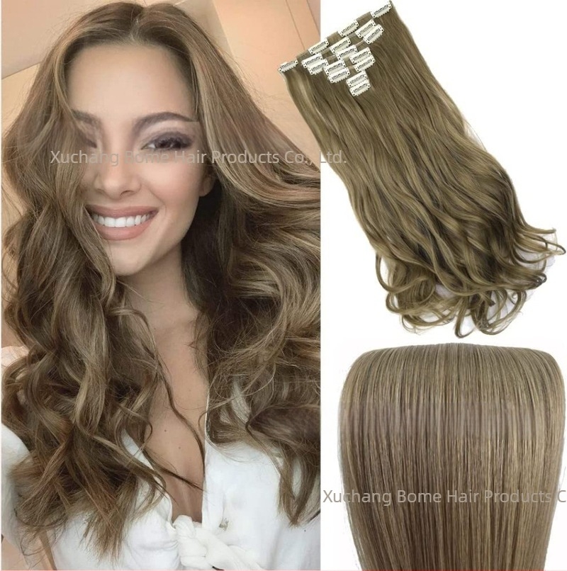 Csatolható hajhosszabbítások, 6 darabos készlet, hőálló szálak, nőknek