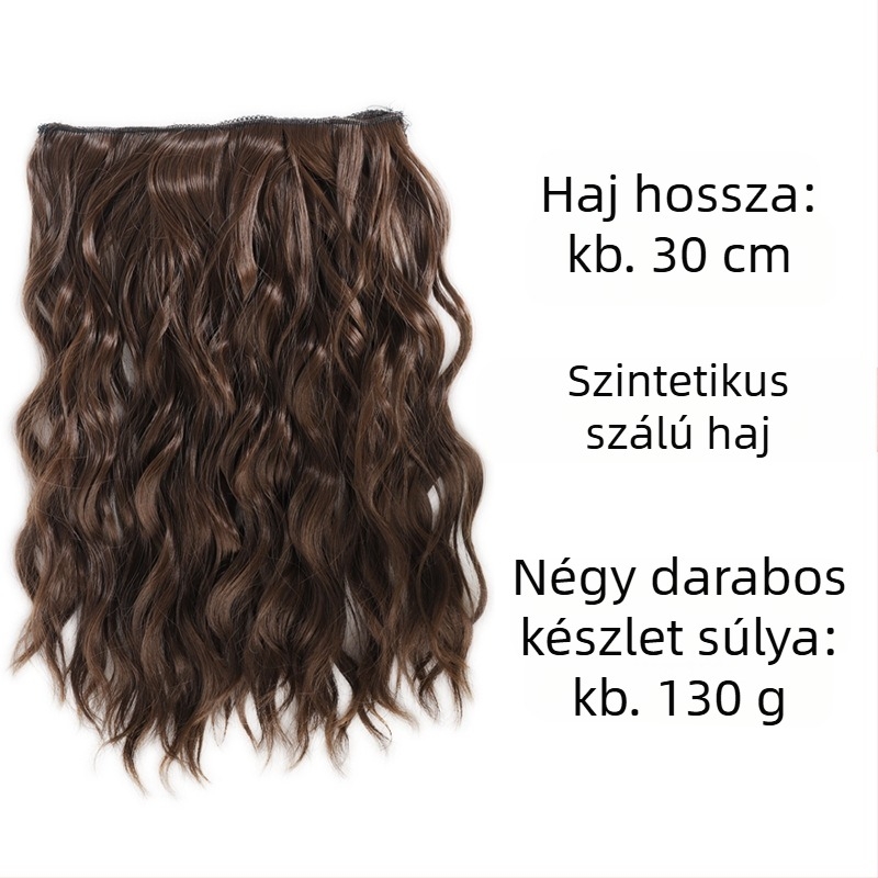 Négy darabos göndör hajkiegészítő készlet, hőálló rostból; univerzális illeszkedés; nem alkalmas festésre vagy vasalásra