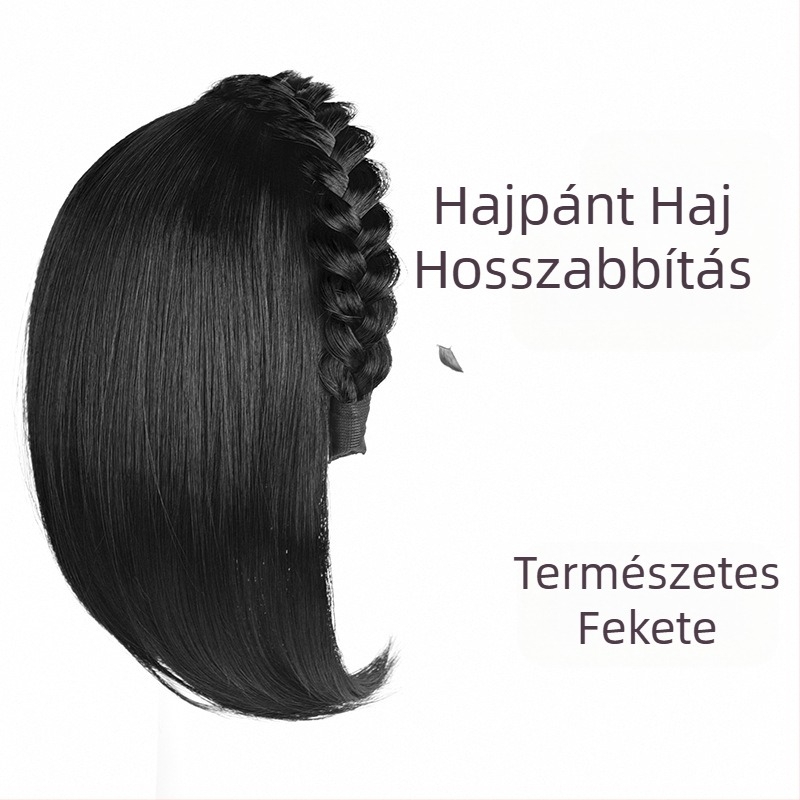 Női fejkendős paróka, egy darabból álló, szintetikus haj, magas hőmérsékletű rostok, rövid haj, egyenes stílus, modell: csavart hajgyűrű a volumenért