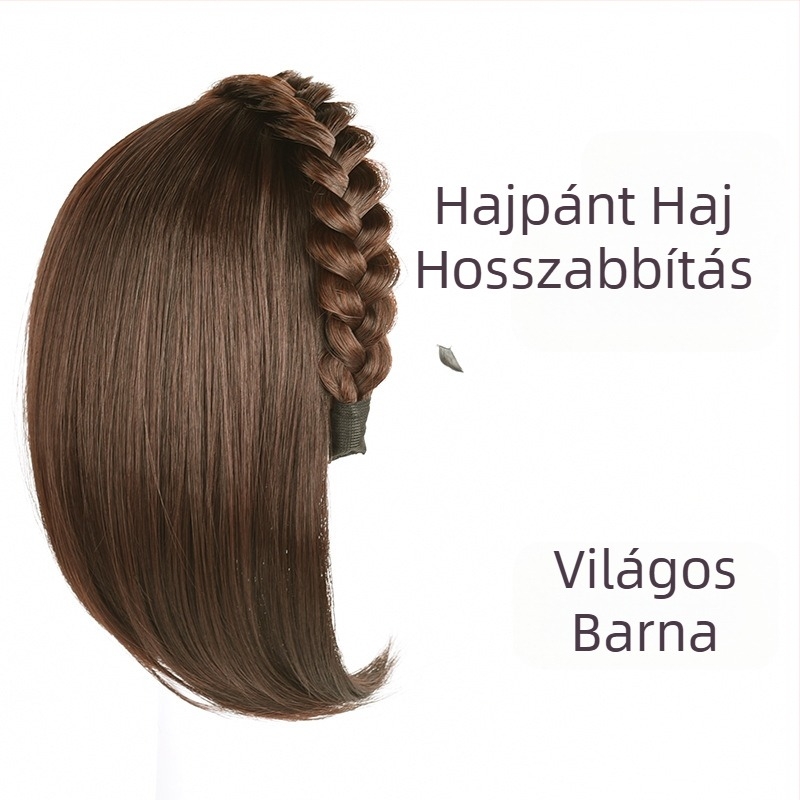 Női fejkendős paróka, egy darabból álló, szintetikus haj, magas hőmérsékletű rostok, rövid haj, egyenes stílus, modell: csavart hajgyűrű a volumenért