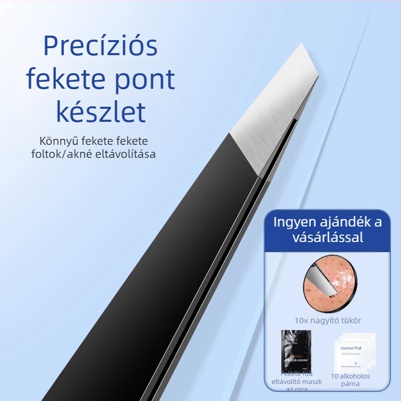Feketefehér foltok eltávolító csipesz lapos végű, ultraéles pattanás tűvel, mindennapi használatra — Little Teana
