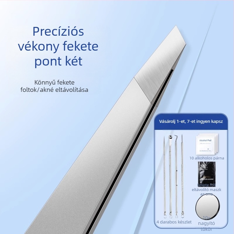 Feketefehér foltok eltávolító csipesz lapos végű, ultraéles pattanás tűvel, mindennapi használatra — Little Teana