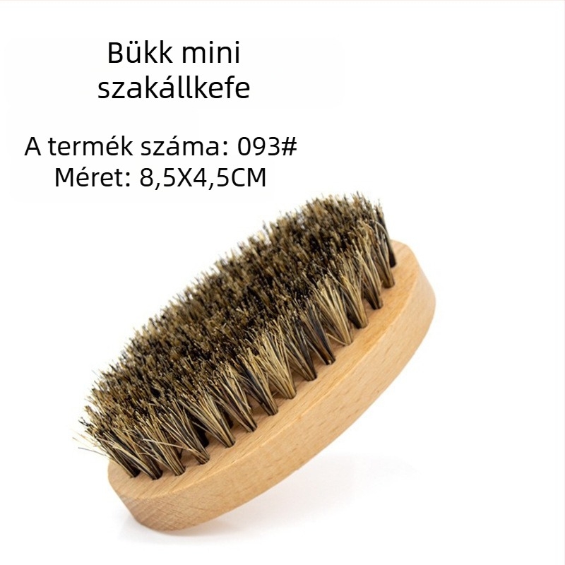 Fából készült ovális alakú kézben tartható szakállkefe sertésszőrrel a szakáll ápolásához