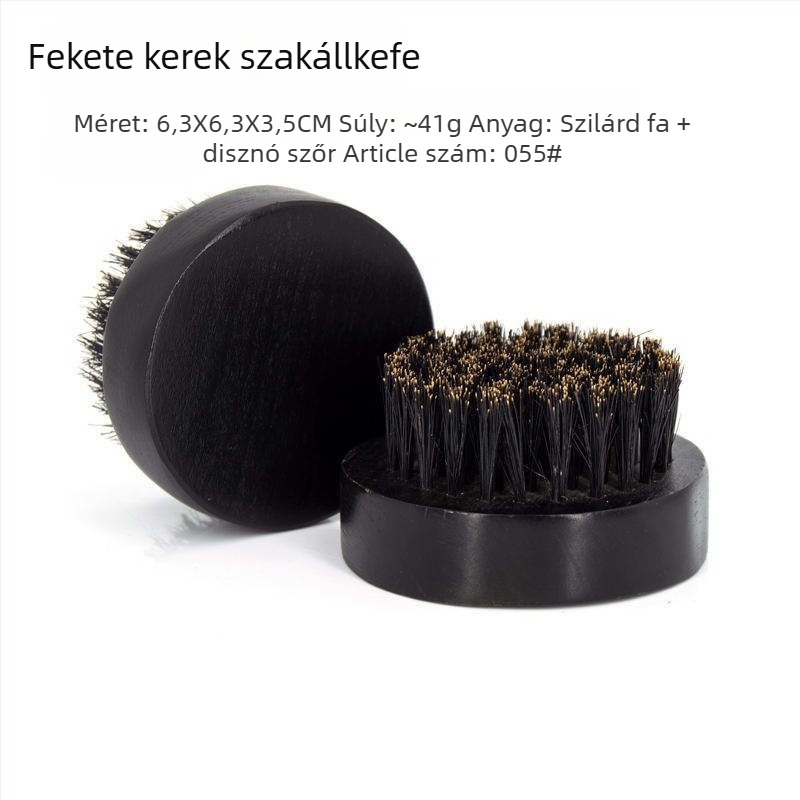 Fából készült ovális alakú kézben tartható szakállkefe sertésszőrrel a szakáll ápolásához