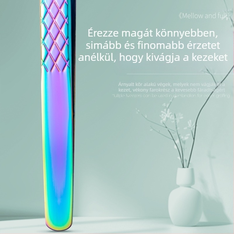 Professzionális műszempilla csipesz készlet – nagy pontosságú, rozsdamentes acél, diamant minta, Yihong márka