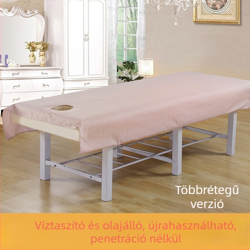 Szépségágy lepedő perforált nyílásokkal, vízálló és olajálló, poliészter-pamut keverék, kozmetikai szalonok számára, testre szabható