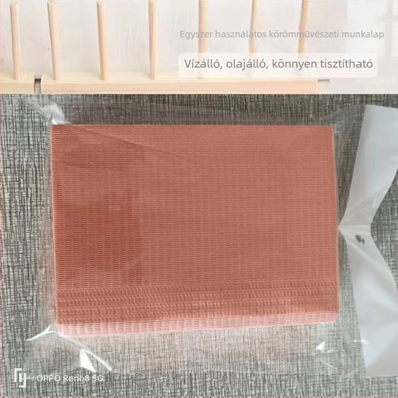 Egyszer használatos manikűr asztali alátét - papír, 47 g, téglalap alakú, testreszabható minta, nyomtatott logó