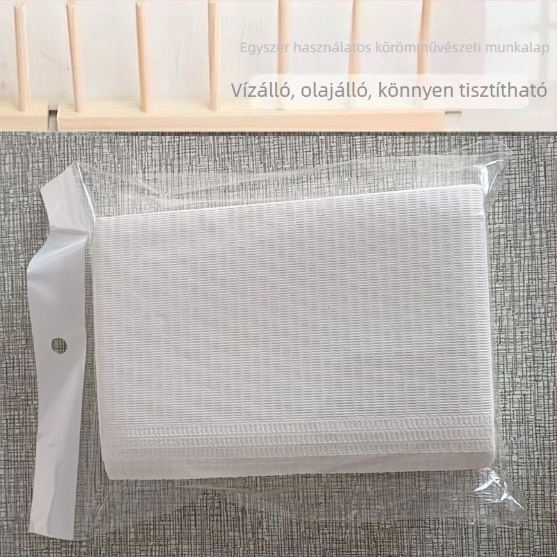 Egyszer használatos manikűr asztali alátét - papír, 47 g, téglalap alakú, testreszabható minta, nyomtatott logó